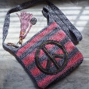 The Sak Beaded Peace Crossbody Purse with Tassle